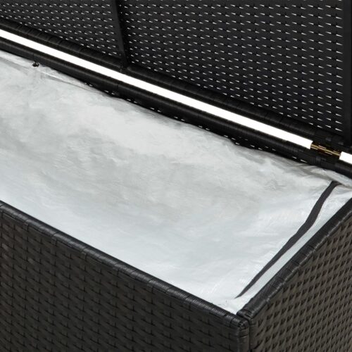 Garden Storage Box Poly Rattan 200x50x60cm Black - Image 5
