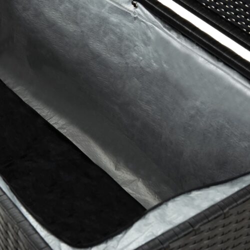 Garden Storage Box Poly Rattan 200x50x60cm Black - Image 6