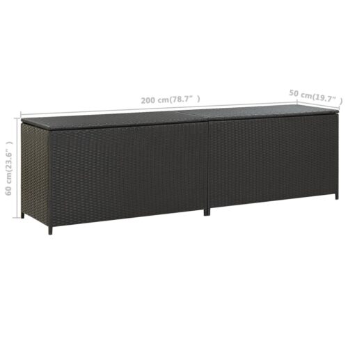 Garden Storage Box Poly Rattan 200x50x60cm Black - Image 9