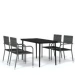 5-Piece Garden Dining Set Grey