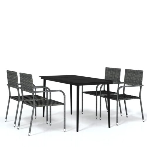 5-Piece Garden Dining Set Grey