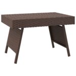 Foldable Side Table Brown 60x40x38cm Poly Rattan