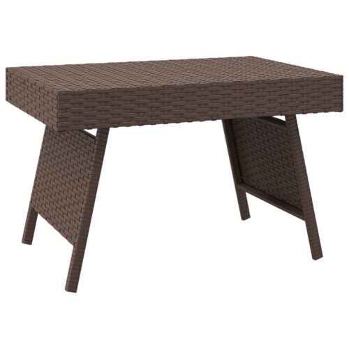 Foldable Side Table Brown 60x40x38cm Poly Rattan