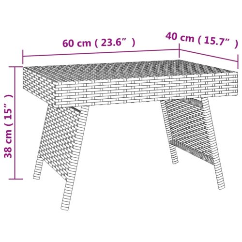 Foldable Side Table Brown 60x40x38cm Poly Rattan - Image 7