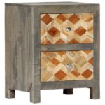 Bedside Cabinet Grey 40x30x50cm Solid Mango Wood