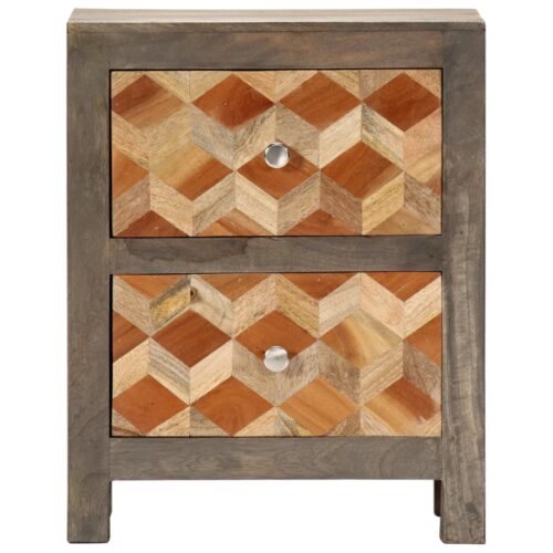 Bedside Cabinet Grey 40x30x50cm Solid Mango Wood - Image 2