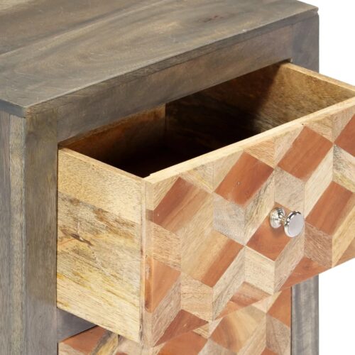 Bedside Cabinet Grey 40x30x50cm Solid Mango Wood - Image 7