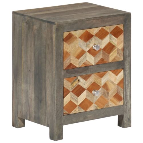 Bedside Cabinet Grey 40x30x50cm Solid Mango Wood - Image 9