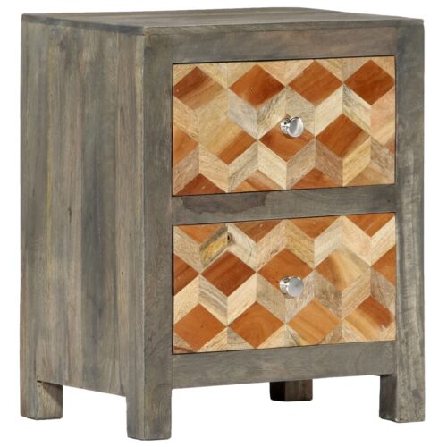 Bedside Cabinet Grey 40x30x50cm Solid Mango Wood - Image 10