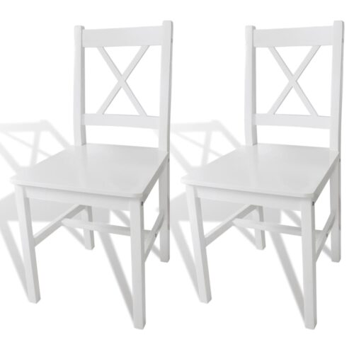 Dining Chairs 2pcs White Pinewood