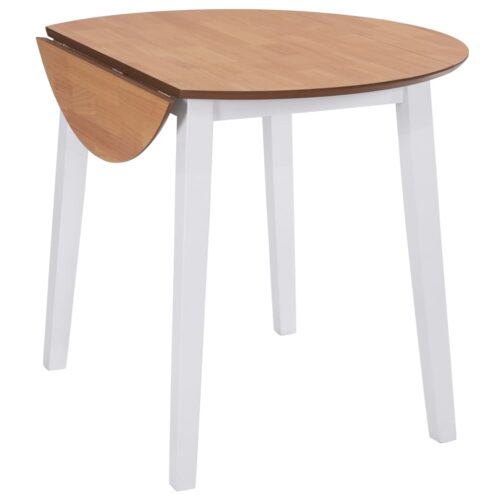 Drop-leaf Dining Table Round MDF White - Image 4
