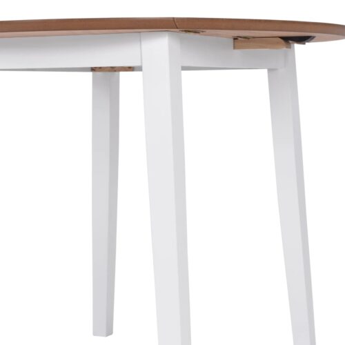 Drop-leaf Dining Table Round MDF White - Image 6
