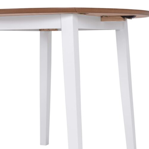 Drop-leaf Dining Table Round MDF White - Image 7