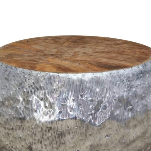 Coffee Table Aluminium Teak 60x60x30cm - Image 6