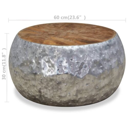 Coffee Table Aluminium Teak 60x60x30cm - Image 7