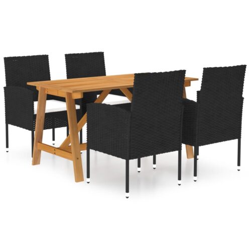 5-Piece Garden Dining Set Black