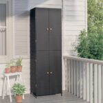 Garden Storage Cabinet Black 59x40x180cm Poly Rattan