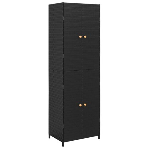 Garden Storage Cabinet Black 59x40x180cm Poly Rattan - Image 2