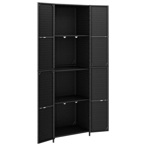 Garden Storage Cabinet Black 59x40x180cm Poly Rattan - Image 3