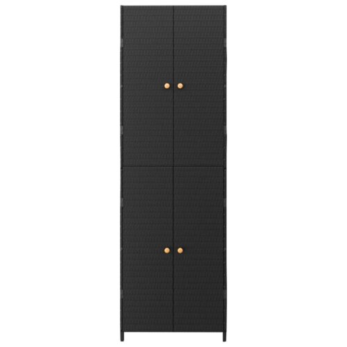 Garden Storage Cabinet Black 59x40x180cm Poly Rattan - Image 4