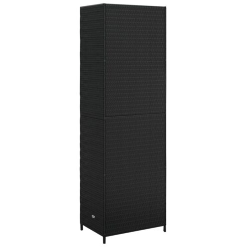 Garden Storage Cabinet Black 59x40x180cm Poly Rattan - Image 6