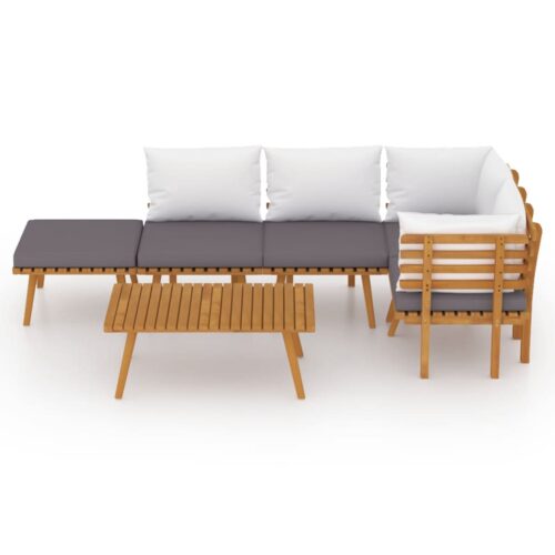 6-Piece Garden Lounge Set with Cushions Wood Timber Outdoor Patio Furniture Acacia - Image 3