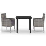 3-Piece Garden Dining Set Anthracite