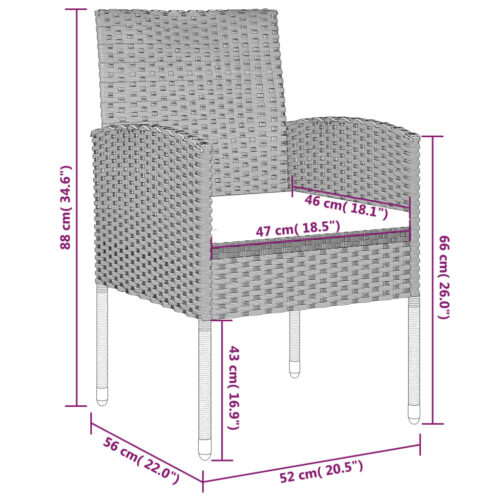 3-Piece Garden Dining Set Anthracite - Image 7