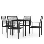 5-Piece Garden Dining Set Black