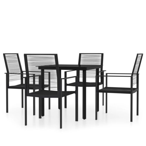 5-Piece Garden Dining Set Black