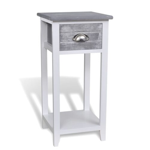 Nightstand with 1 Drawer Grey White