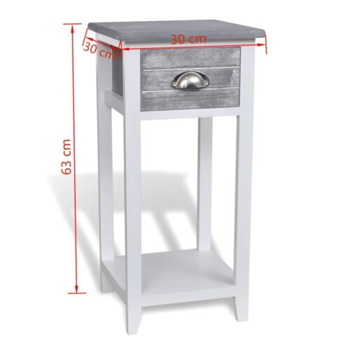 Nightstand with 1 Drawer Grey White - Image 6