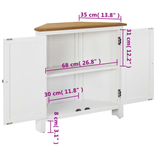 Corner Cabinet 80x33.5x78cm Solid Oak Wood - Image 10