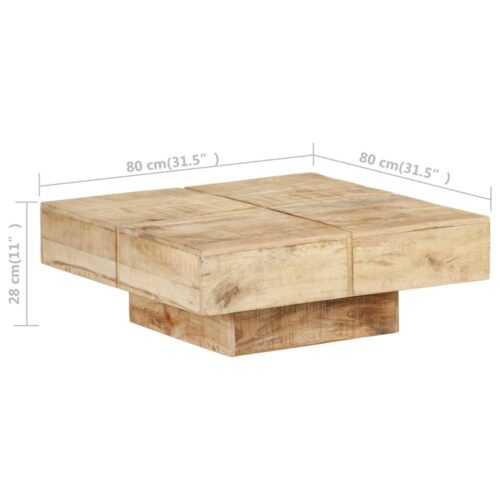 Coffee Table 80x80x28cm Solid Mango Wood - Image 6