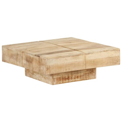 Coffee Table 80x80x28cm Solid Mango Wood - Image 9