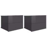 Bedside Cabinets 2pcs High Gloss Grey 40x30x30cm Engineered Wood