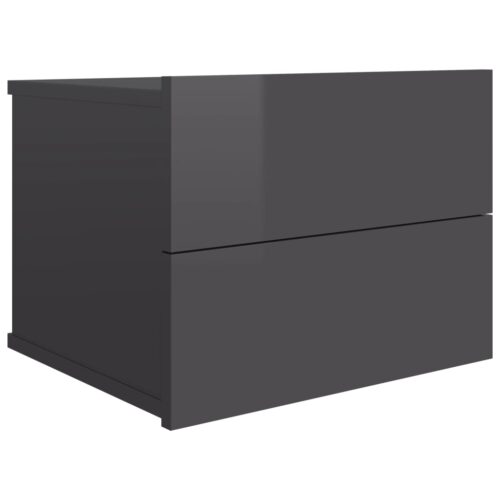 Bedside Cabinets 2pcs High Gloss Grey 40x30x30cm Engineered Wood - Image 3
