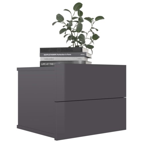 Bedside Cabinets 2pcs High Gloss Grey 40x30x30cm Engineered Wood - Image 4