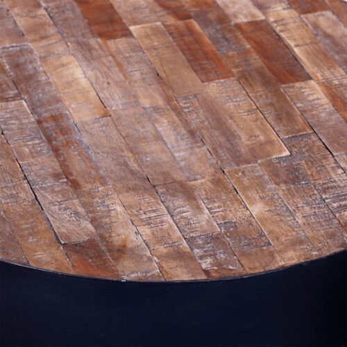 Reclaimed Teak Wood Timber End Table Coffee Side Sofa Bedside Nightstand Round - Image 5