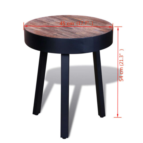 Reclaimed Teak Wood Timber End Table Coffee Side Sofa Bedside Nightstand Round - Image 6