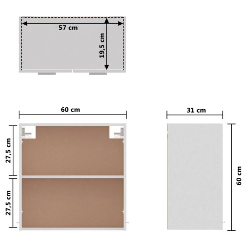Hanging Cabinet White 60x31x60cm Engineered Wood - Image 9