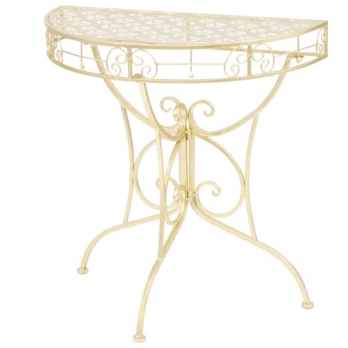 Half Round Side Table Vintage Classic Coffee Tea Decor Stand Metal Gold 72x36x74cm