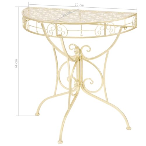Half Round Side Table Vintage Classic Coffee Tea Decor Stand Metal Gold 72x36x74cm - Image 6