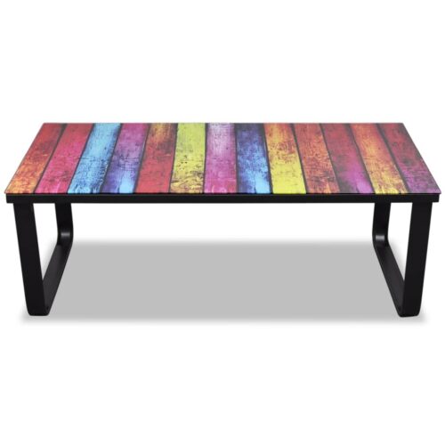 Coffee Table with Rainbow Printing Glass Top - Image 2