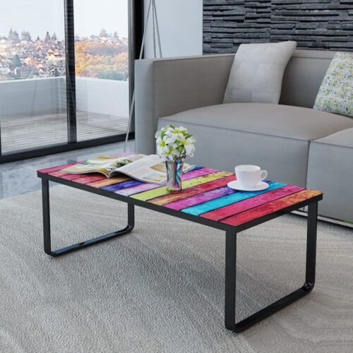 Coffee Table with Rainbow Printing Glass Top - Image 6