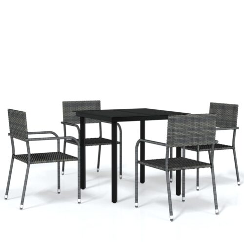 5pcs Outdoor Dining Set Garden Patio Bistro Chairs Table Wicker Rattan Furniture