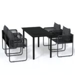 5-Piece Garden Dining Set Black