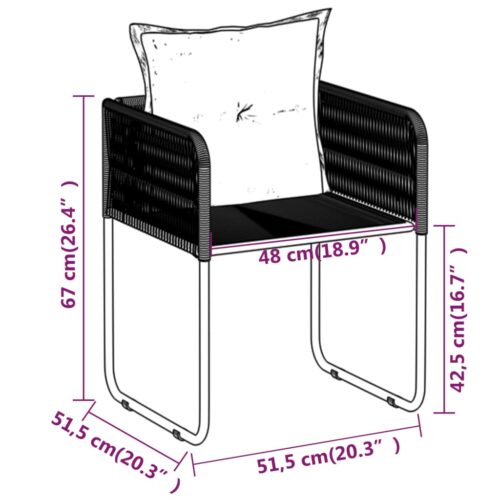 5-Piece Garden Dining Set Black - Image 8