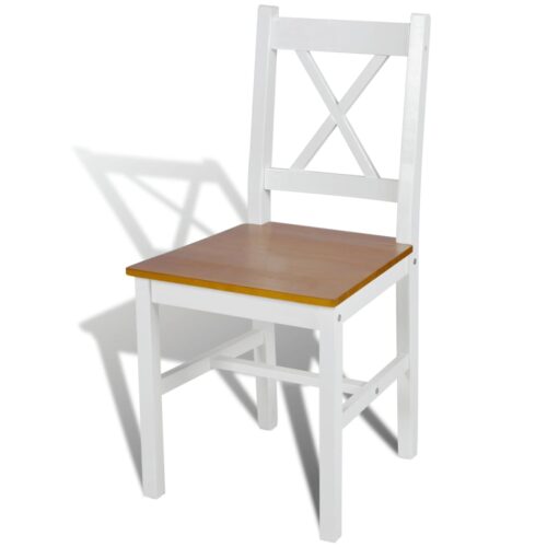 Dining Chairs 4pcs White Pinewood - Image 3