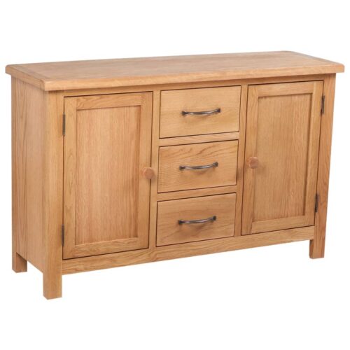 Sideboard with 3 Drawers 110x33.5x70cm Solid Oak Wood